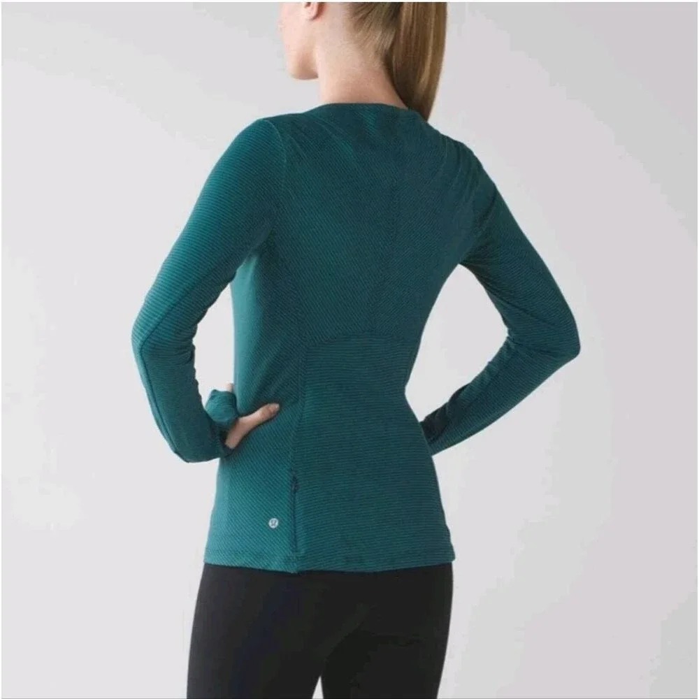Lululemon Long Sleeve Kanto Catch Me 10 Mini Pop Stripe Dark Fuel Forge Teal